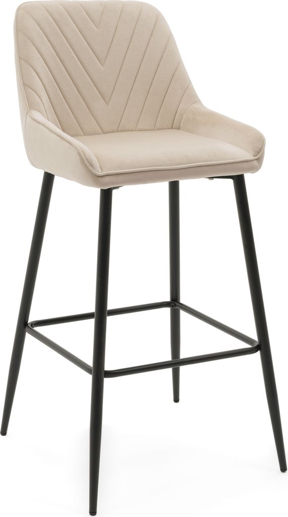 NEW HOME Barhocker VASTO gepolsterter für Wohnzimmer Esszimmer Glamour - beige - moderne Samt Velours Möbel