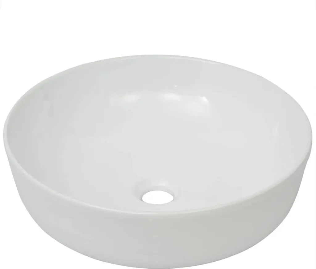 vidaXL Lavabo rotondo in ceramica bianca 41,5 x 13,5 cm