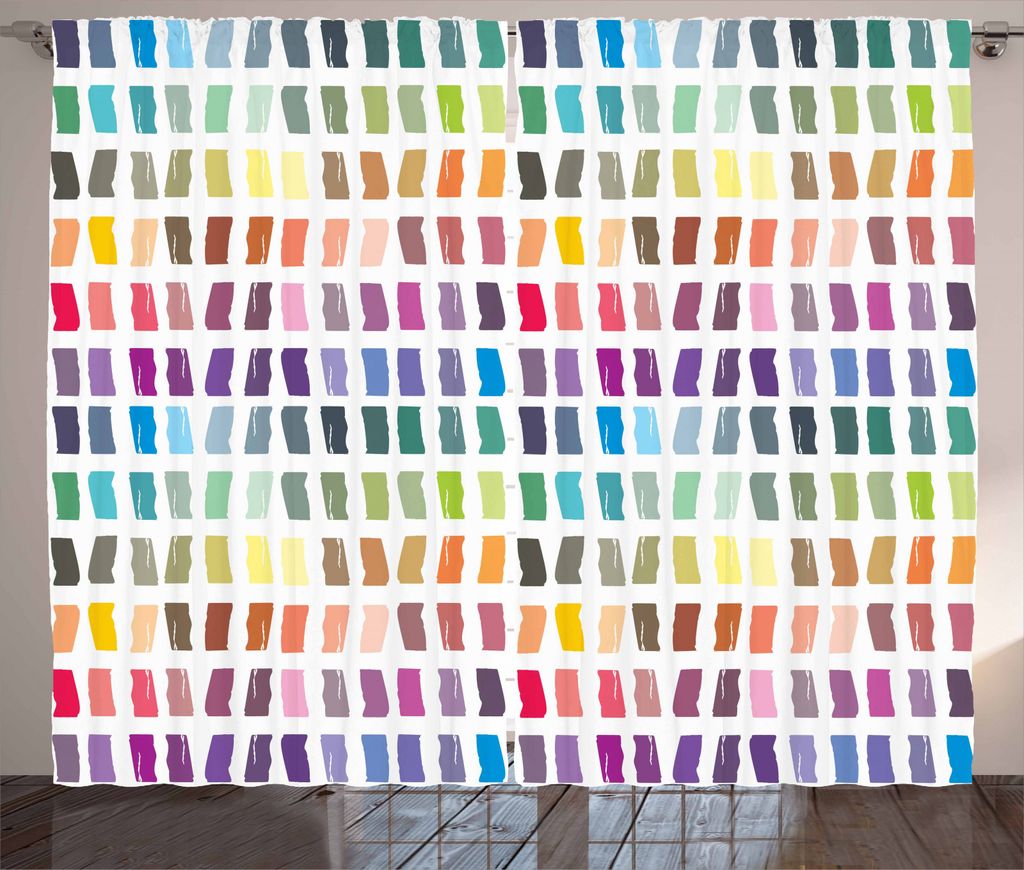 ABAKUHAUS Abstrakt Rustikaler Vorhang, Moderne Kunst, Wohnzimmer Universalband Gardinen mit Schlaufen und Haken, 280 x 245 cm, Mehrfarbig