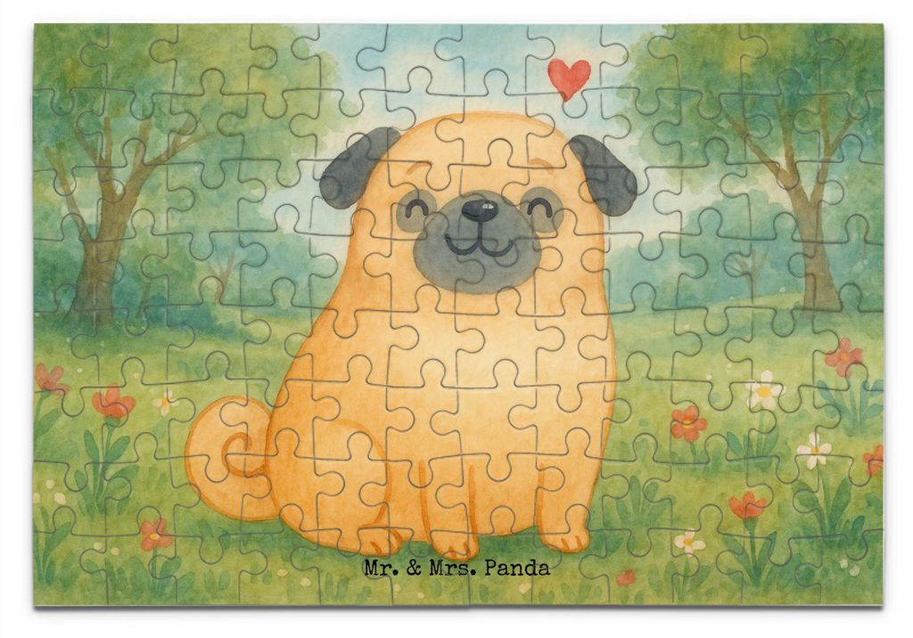Mr. & Mrs. Panda Puzzle Mops Design 96 Teile - Weiß - Geschenk, 1500, Hund, Liebe, Knuffig, 500, 2000, Legespiel, 1000, Sprüche, Hundeliebe