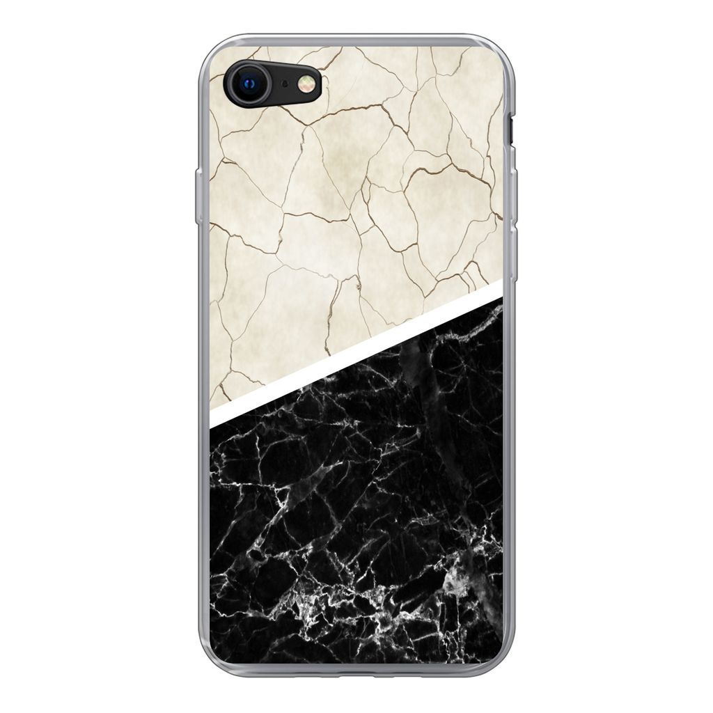 MuchoWow Handyhülle Schutzhülle Hülle für iPhone SE 2020 Marmor - Muster - Luxus Silikon Softcase Handy Hülle - Kartenbesitzer