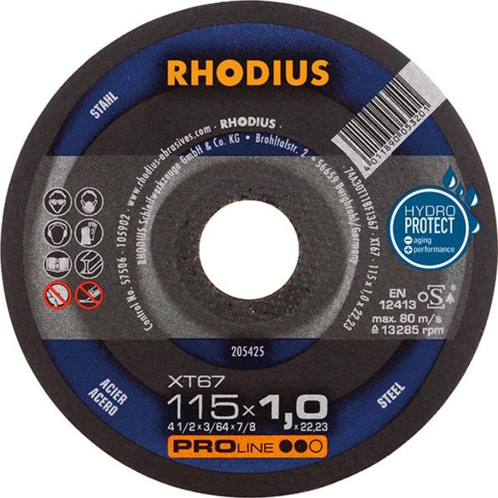 Rhodius XT67 205599 Cutting disc (straight) 115 mm 1 pc(s) Steel