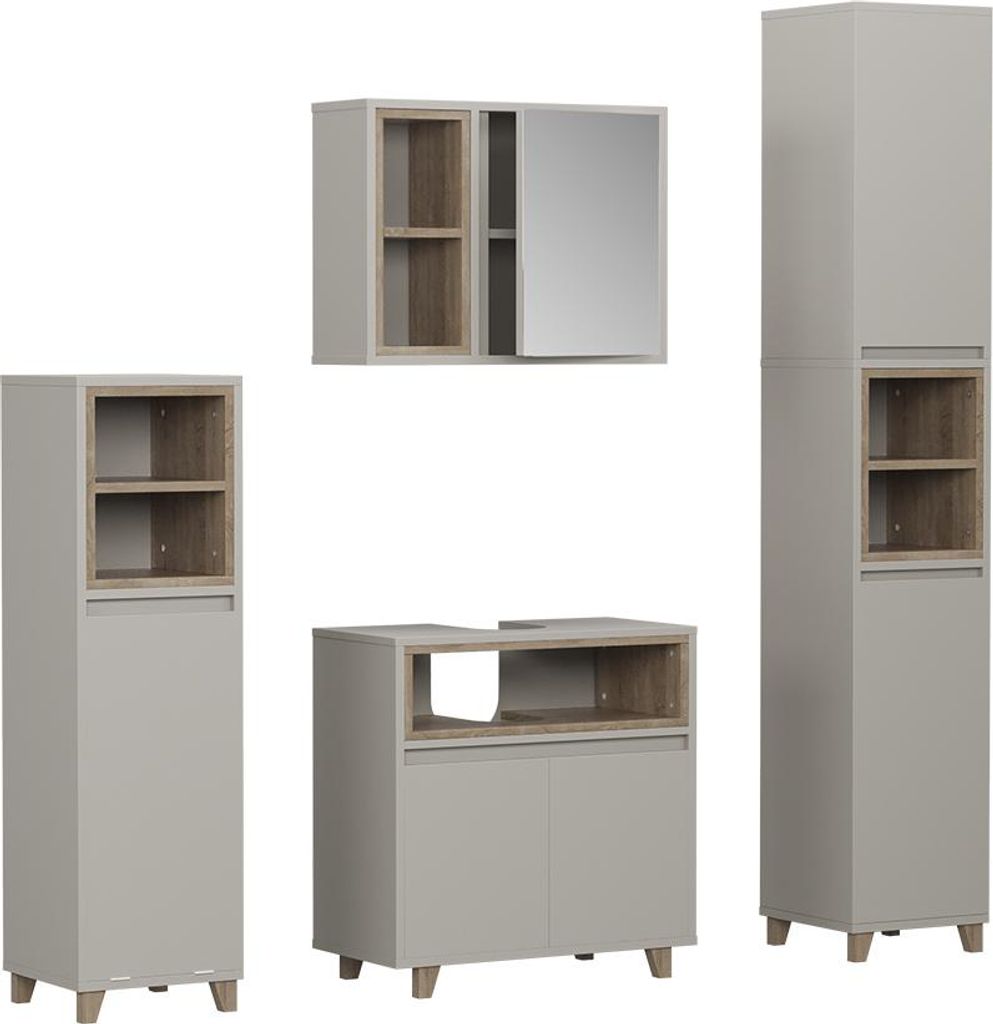 Badmöbel-Set Vicco Elnor Greige 4 Teile, Model 57566 Produktbild 
