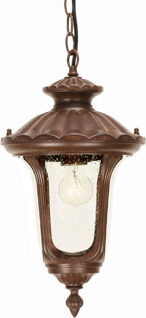 Casa Padrino Barock Außenhängeleuchte Rostfarben Ø 23,5 x H. 43,5 cm - Nostalgische Balkon Garten Terrassen Außenleuchte - Nostalgische Außenb...