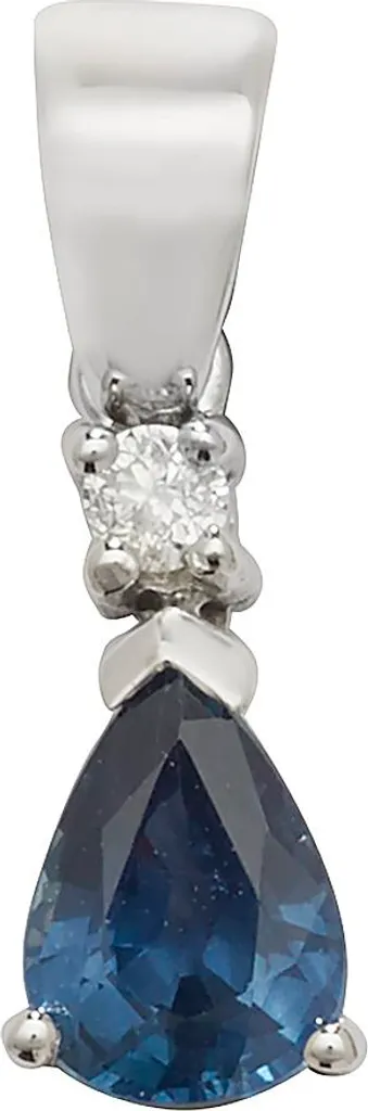 Cadeau Bijou Femme : Pendentif Or Blanc Saphir et Diamant pour Soirée