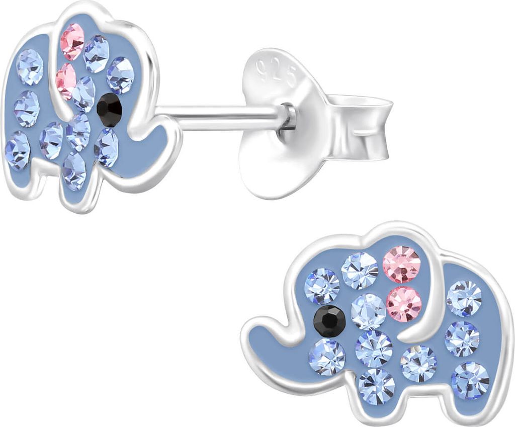 Kinder Elefant Ohrringe Ohrstecker 925 Sterling Silber mit Kristallen
