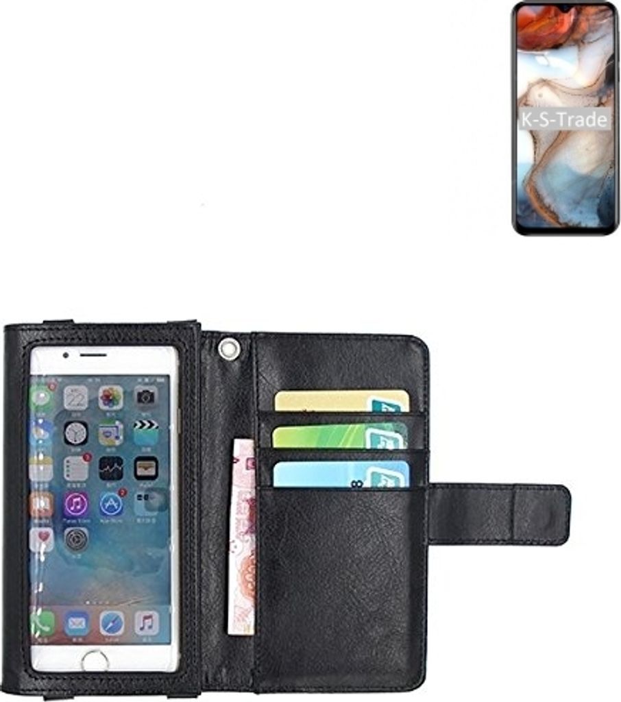 K-S-Trade Handy Hülle Schutz Hülle Kompatibel mit Blackview A60 Plus Case mit Displayschutz / Schutzfolie Flip Cover Wallet case Etui Hülle schwarz