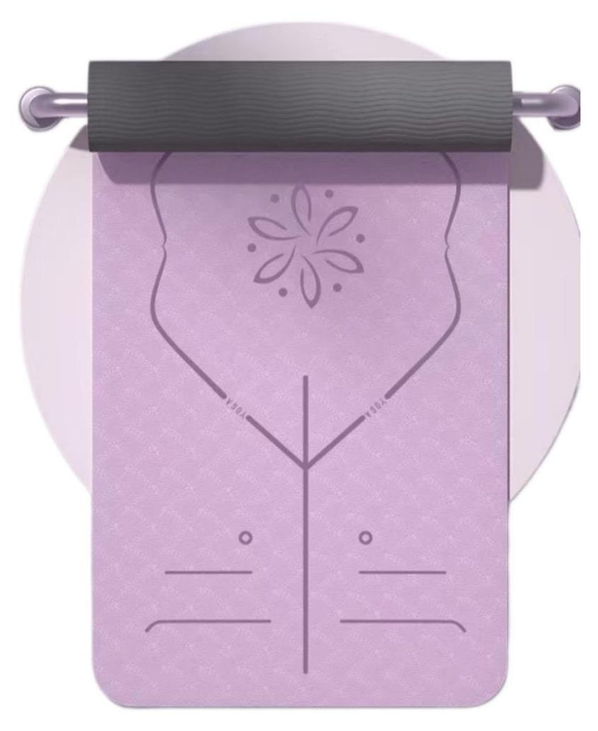 INF Yoga Matte 8mm TPE 185.00cm x 60.00cm rutschfest mit Linien für Yoga Violett