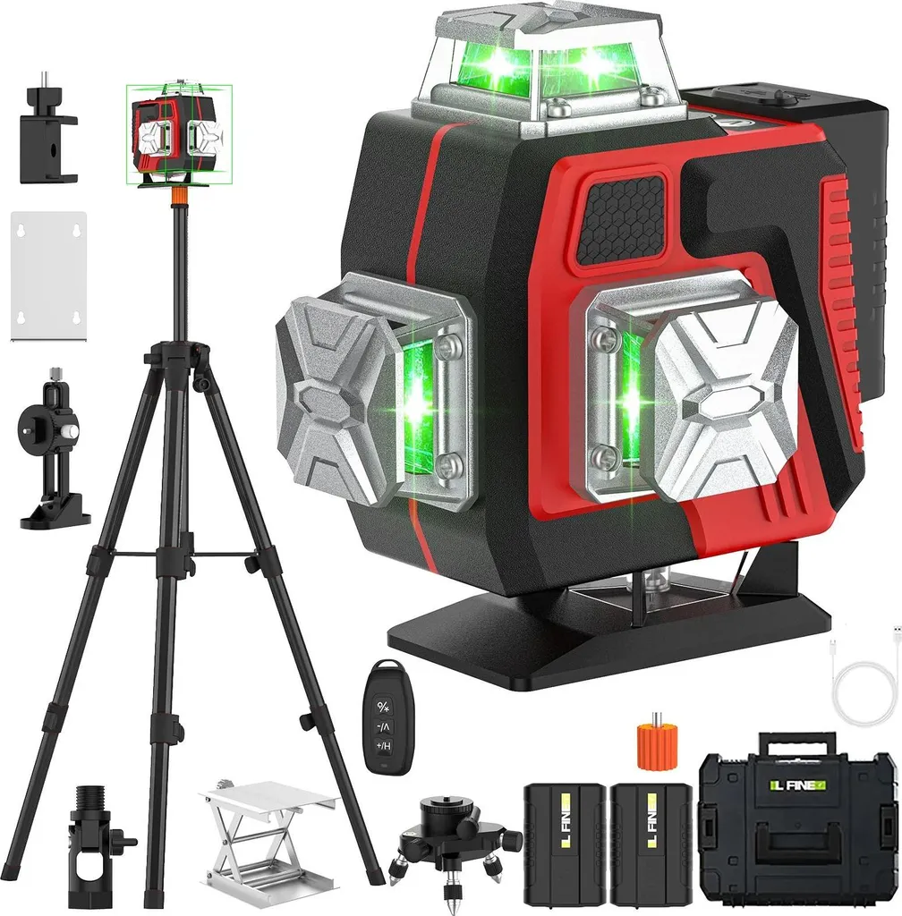 Niveau laser 360 degrés avec trépied réglable pour alignement de précision