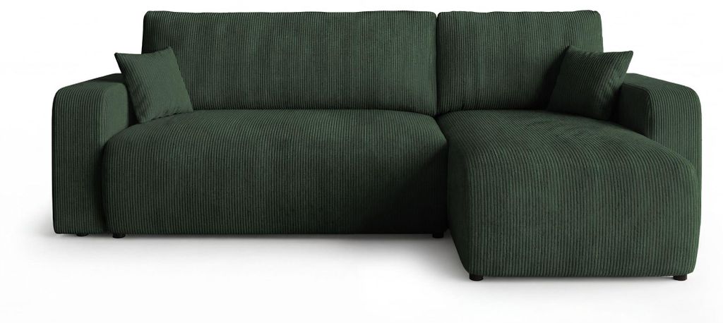CORNERO Ecksofa mit schlaffunktion PARIS rechts grün Cord Produktbild 