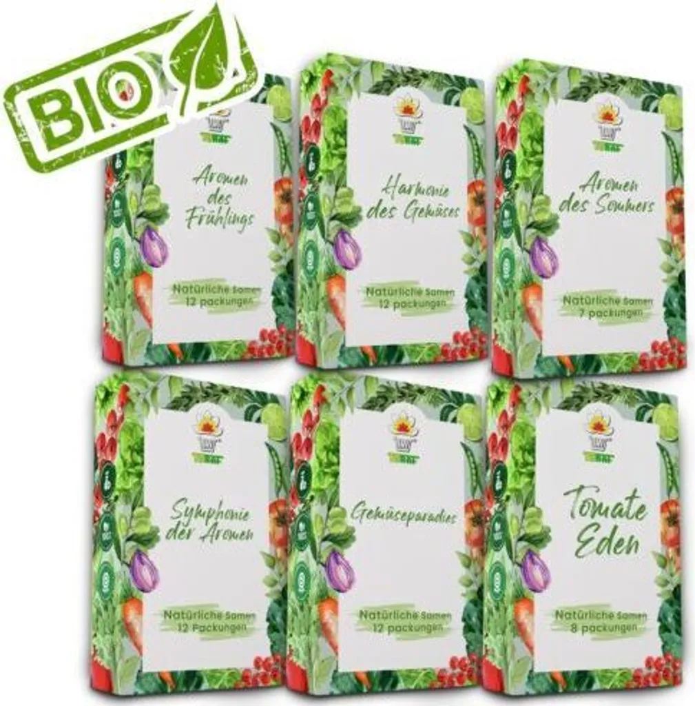 Set de 62 Graines de Légumes Mix Variétés Potager Tomate et Courge