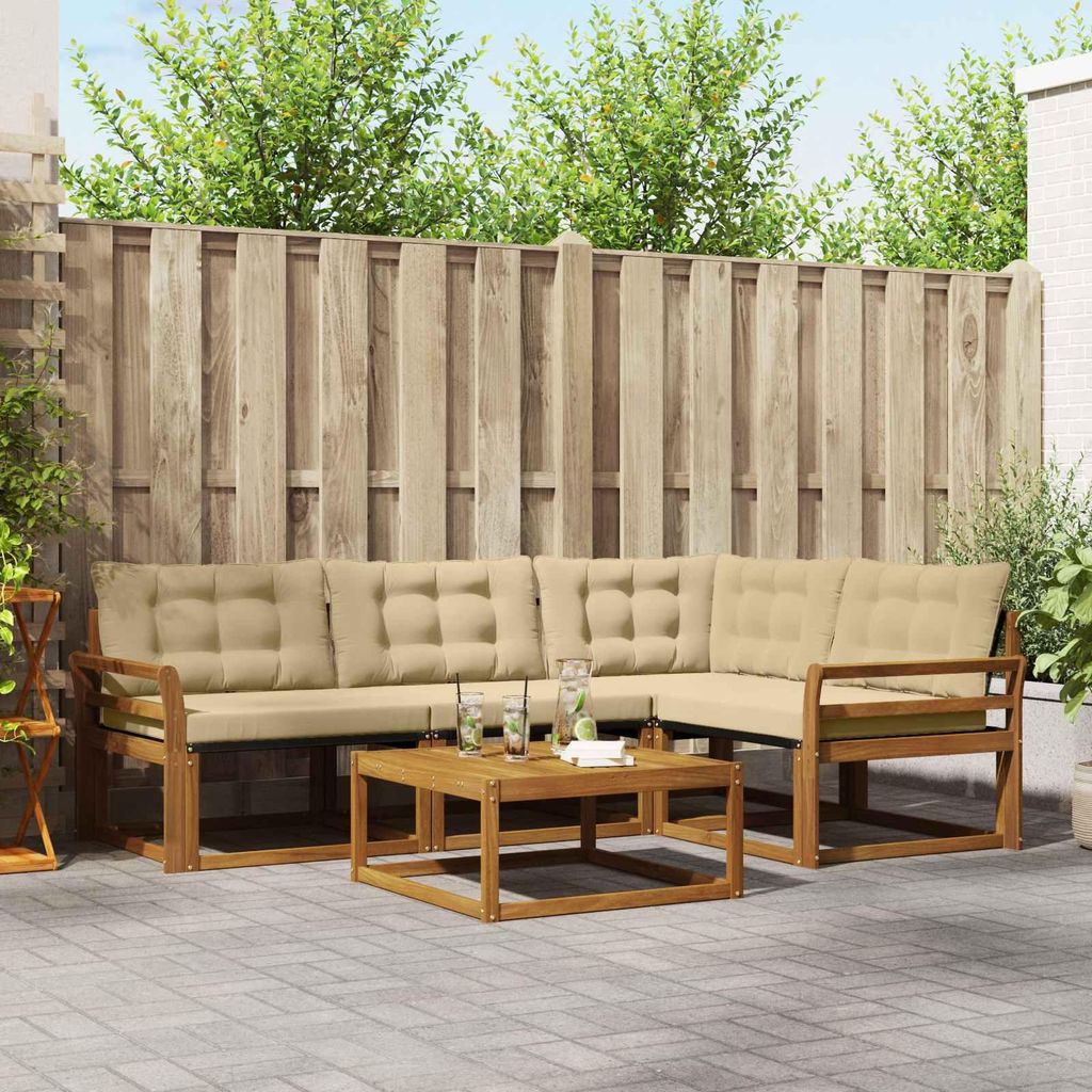 "Summerschlussverkauf"Outdoor-Sofagarnitur - CLORIS - Balkonmöbe/Sitzgruppe - mit Kissen 5 pcs - Moderne Design - Natur und Beige - Gartensofas DE...
