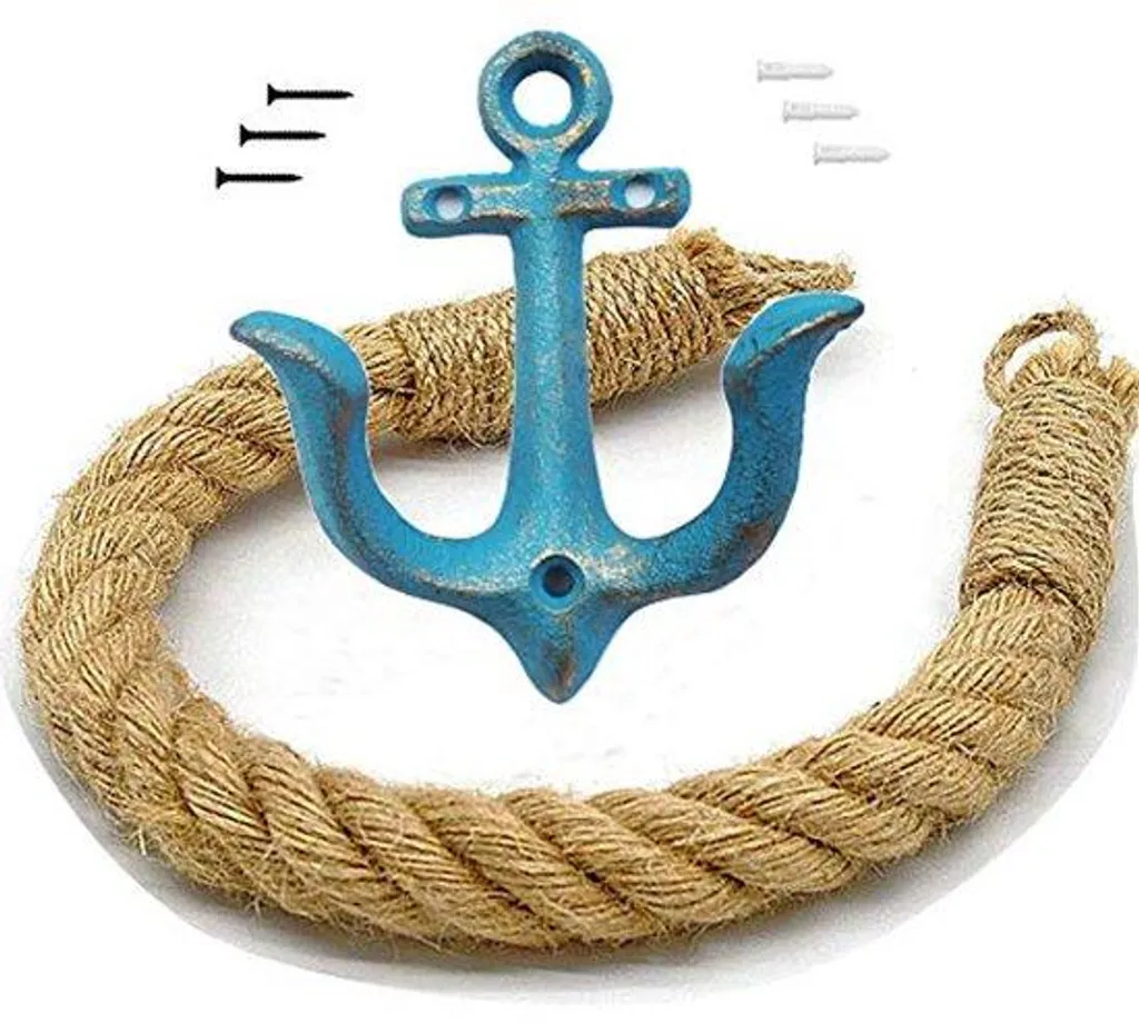 Porte-papier toilette nautique en corde tressée - Déco mer 50cm