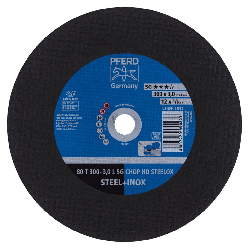 PFERD TOOLS Trennscheibe T 300x3,0x25,4 mm Leistungslinie SG CHOP HD STEELOX für Stahl/Edelstahl 20 Stk