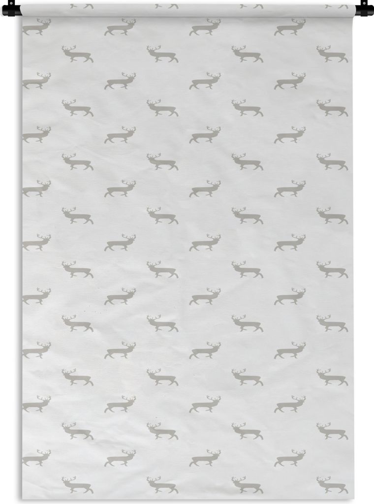 MuchoWow Wandteppich Wandbehang Muster - Hirsche - Weiß 120x180 cm Tapisserie Dekoration Wandtuch - Schlafzimmer - Dekorationen für das Haus