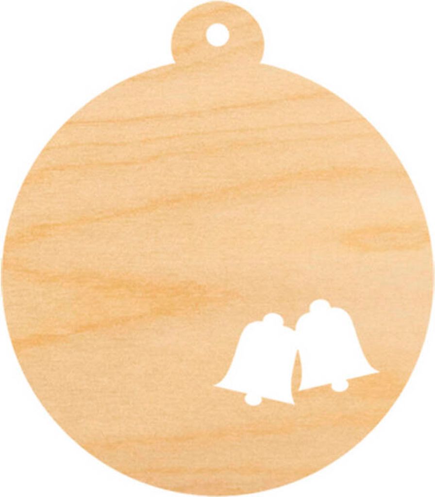 HOLZKUGEL Anhänger aus Holz, Ornament Weihnachtskugel 6 cm - Glocken