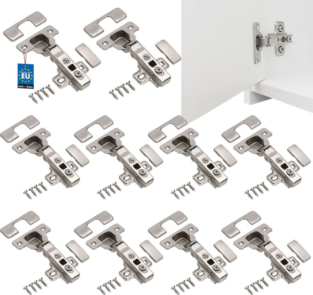KOTARBAU® 10er Set Möbelscharnier Innenanschlag Soft Close Produktbild 