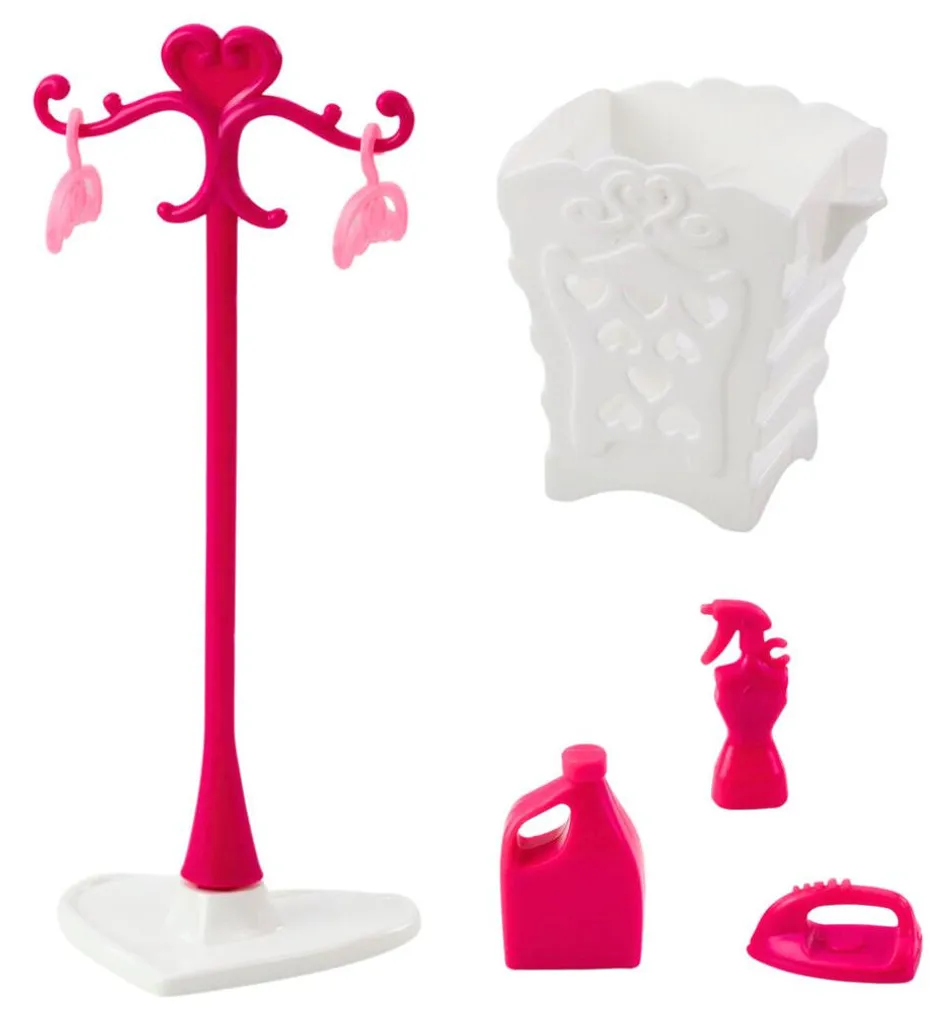 Kit complet de lessive pour poupées avec mini machine à laver rose pastel