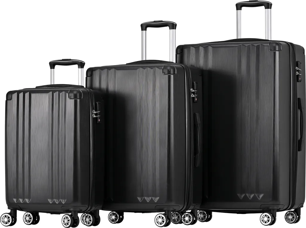 Offerta Set 3 Valigie Rigide Flieks: Trolley Nero da Viaggio ABS