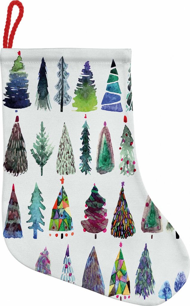 ABAKUHAUS Weihnachten Hängende Nikolausstiefel Weihnachtssocken, Aquarell Tannenbaum, Weihnachtsstrumpf zum Aufhängen, 35x50cm, Mehrfarbig