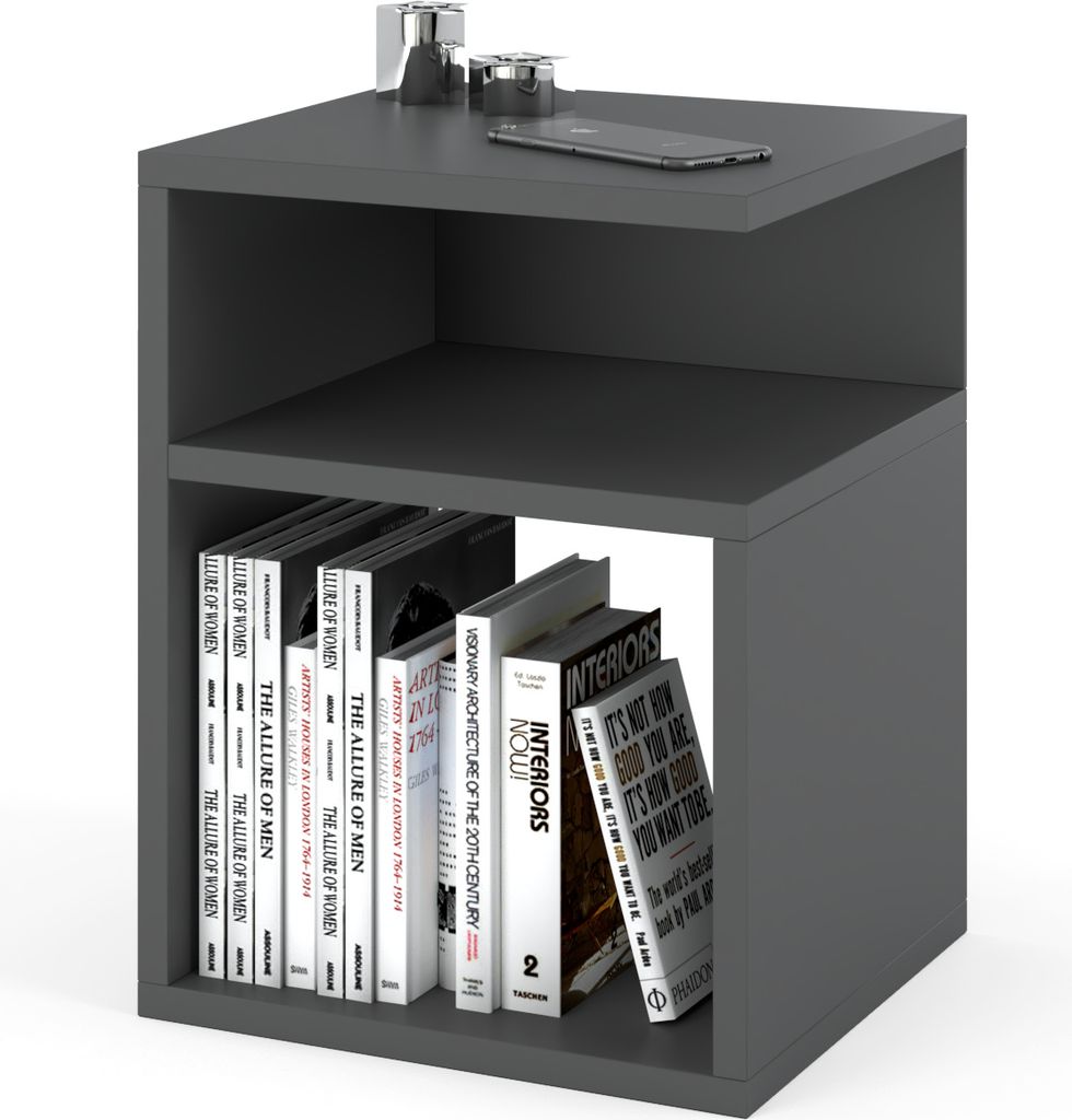 MRBLS_HOME Nachttisch GRAU - Nachtschrank - Nachtkommode - Modern Möbel ohne Schubladen für Ihr Schlafzimmer - Klein Kommode 41cmx32cmx30