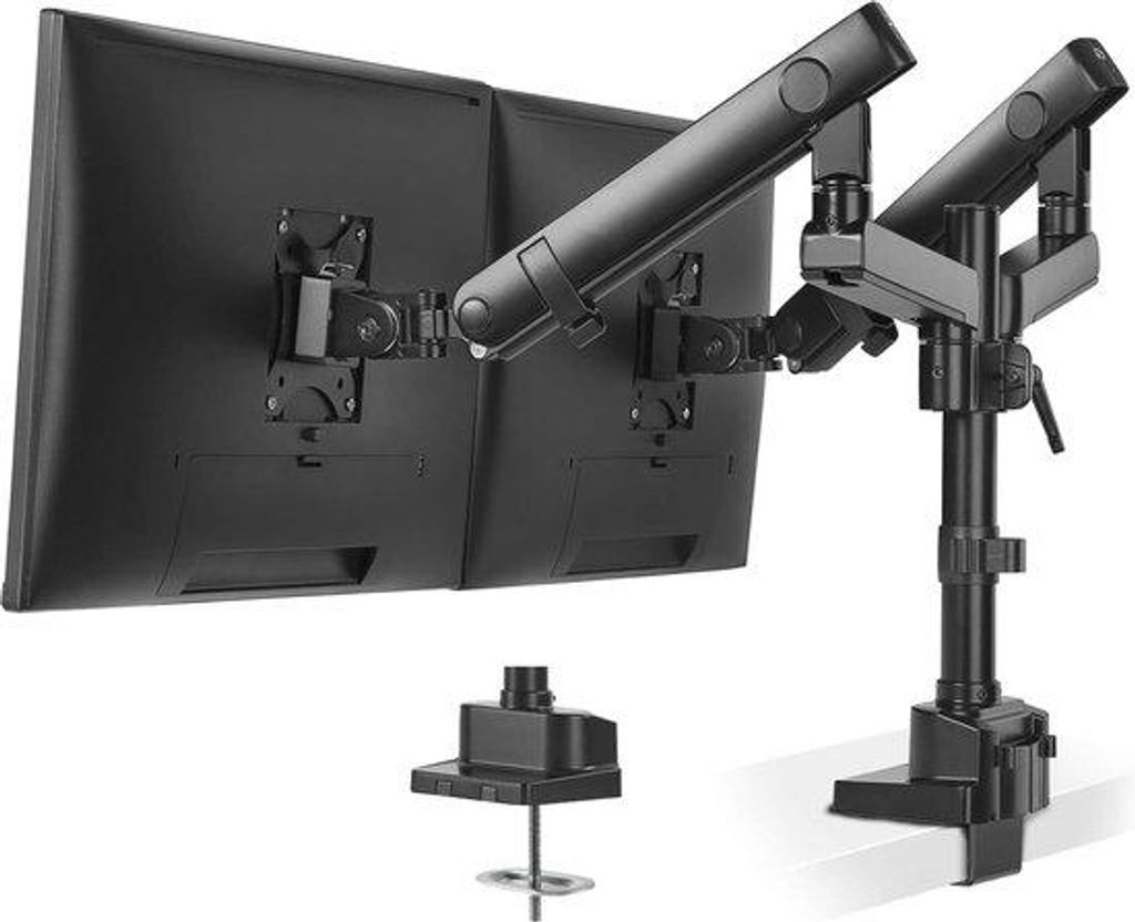 Ergonomischer Doppelmonitorhalter Aluminium schwenkbar kantelbar 17-32 Zoll