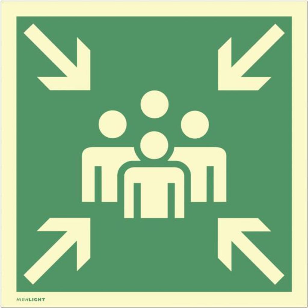 Dreifke Schild Sammelstelle, Kunststoff, langnachleuchtend, 160-mcd, 200x200 mm