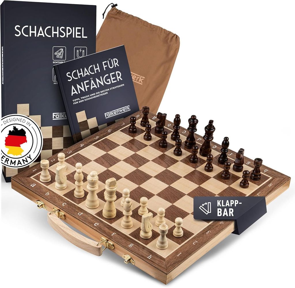 Falkenwerk Gioco magnetico di scacchi e dama - Legno [38x38 Immagine del prodotto 