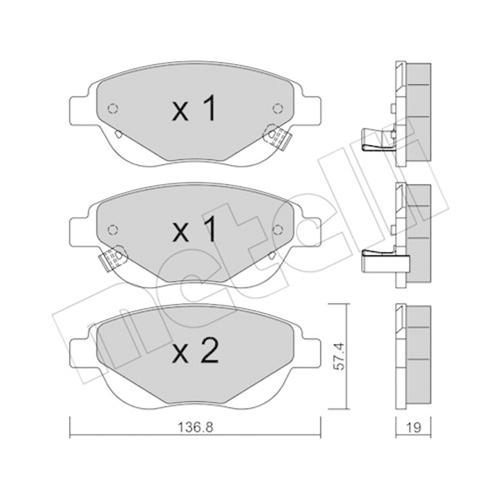 4 Bremsbelagsatz, Scheibenbremse METELLI 22-0948-1 für FIAT, Vorderachse