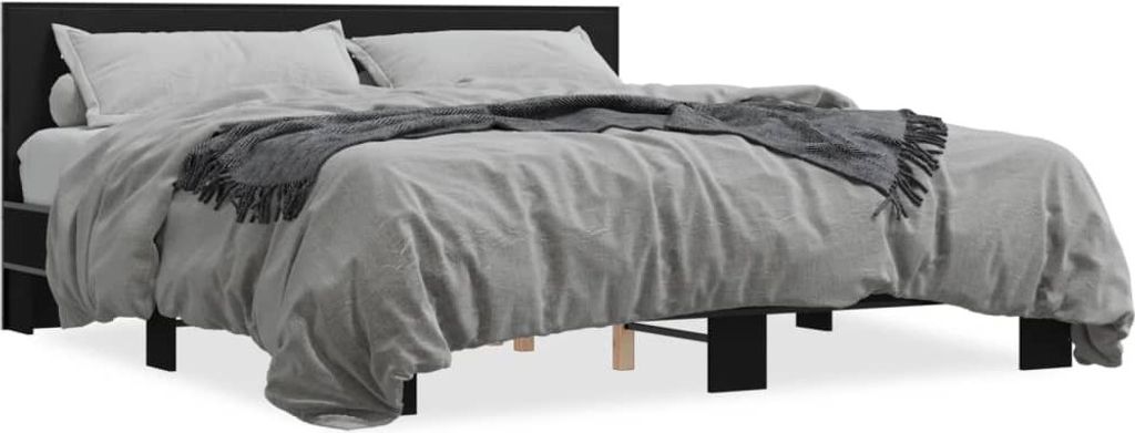 Möbel Bettgestell Schwarz 180x200 cm Holzwerkstoff und Metall - Klassische Bettrahmen 3280087