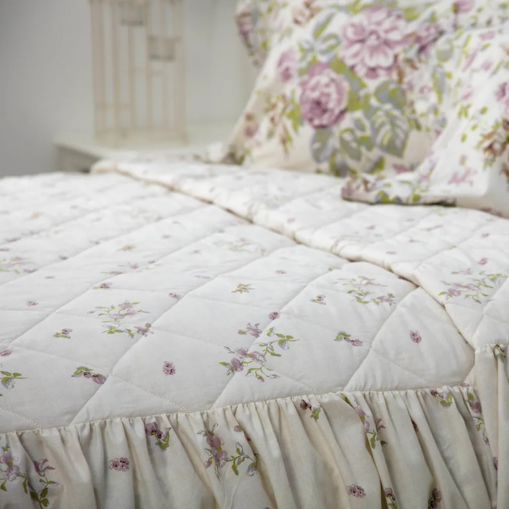 Couvre-lit Belledorm Boutique Roses BM275 Ivoire Rose Vert Lit 1 Place
