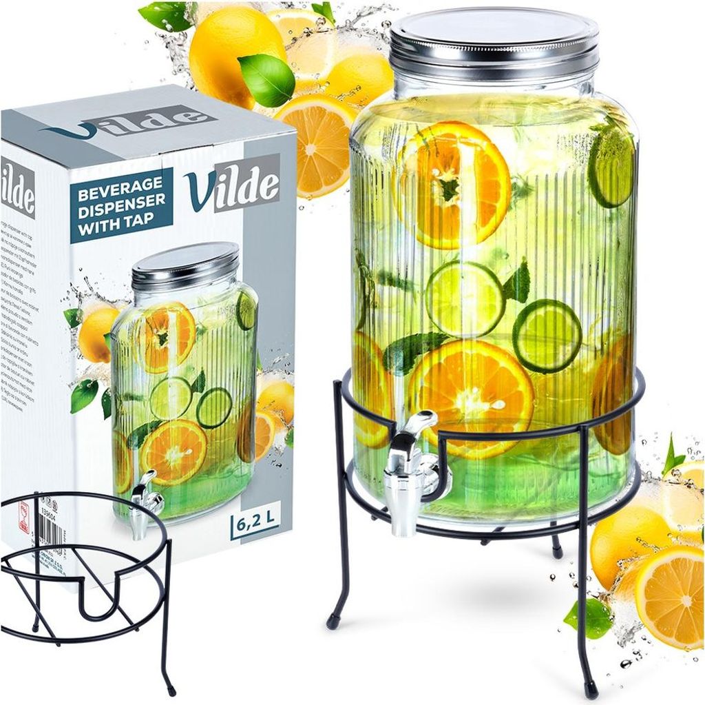 Vilde | Getränkespender - Mit Hahn Und Ständer - Schwarz - Produktbild 