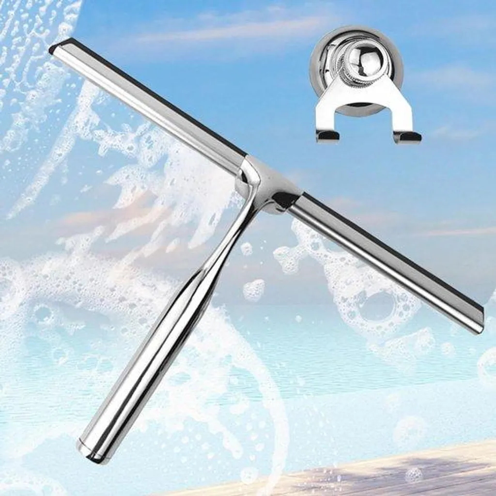 Essuie-glace de douche ergonomique et son support de rangement pratique