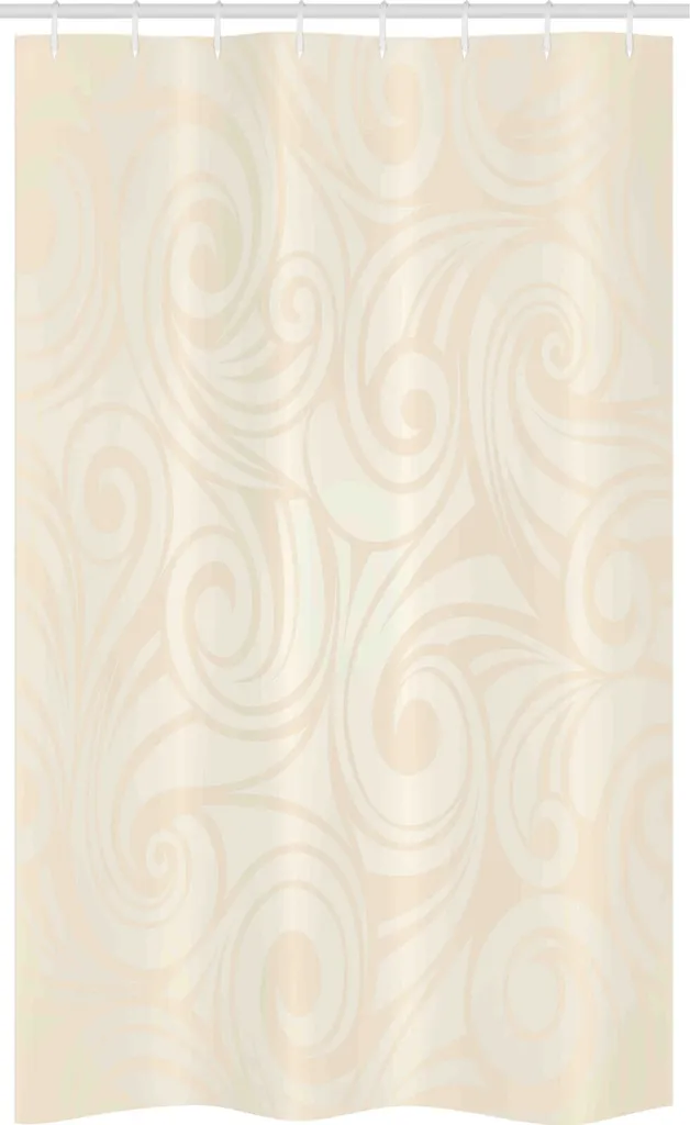 ABAKUHAUS Tenda da doccia stretta color avorio, foglie ricurve in stile vittoriano, set decorativo per bagno in tessuto con ganci, 120 x 180 cm, color crema
