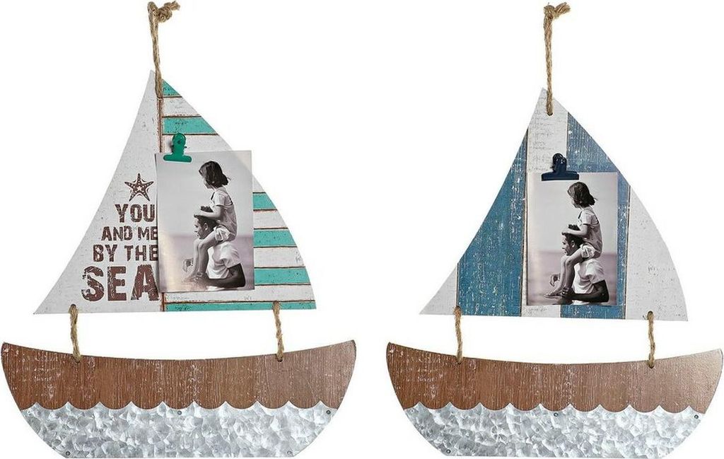 Dekoration zum Aufhängen DKD Home Decor Segelboot Braun Bunt Mediterraner 40 x 2 x 43 cm (2 Stück)