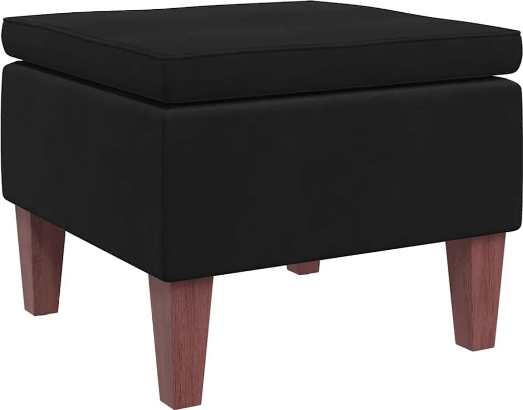 Sgabello Velluto Nero e Gambe in Legno: Eleganza Artigianale per Casa