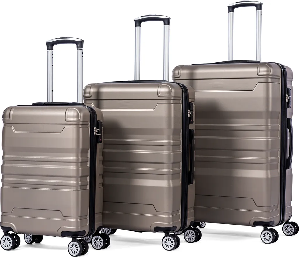 Lot de 3 Valises Trolleys de Voyage pour Famille et Longs Séjours Or
