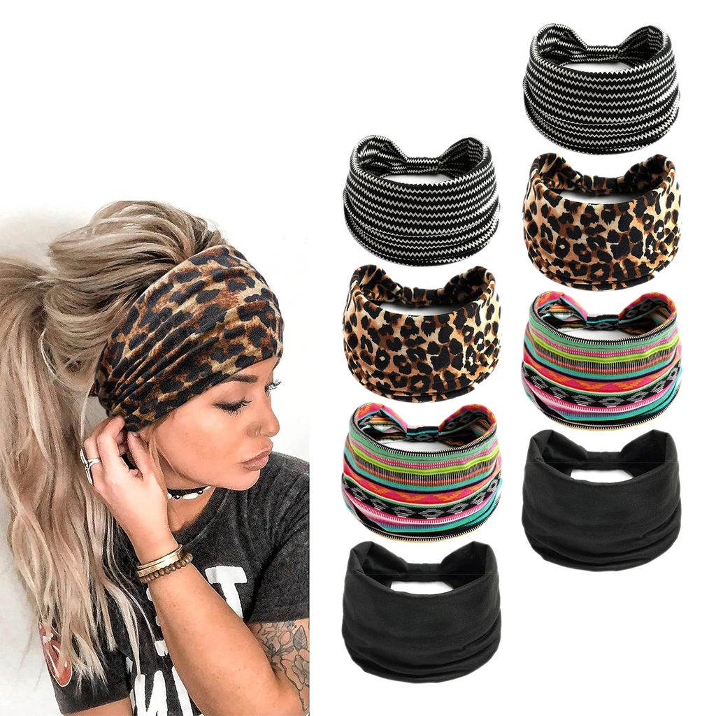 8x Haarband Damen bunt, Stirnband für Yoga und Sport Hairband, A0568