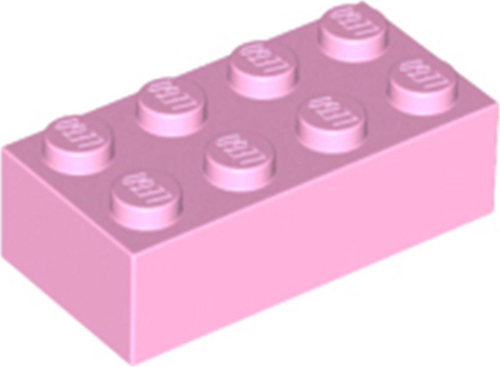 100x LEGO Baustein 2x4, Hellrosa