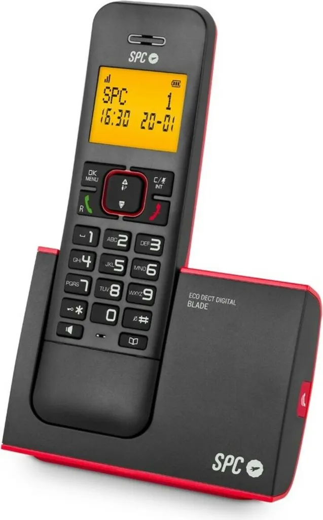 Téléphone sans fil design SPC 7290RC1 rouge avec mains libres et écran