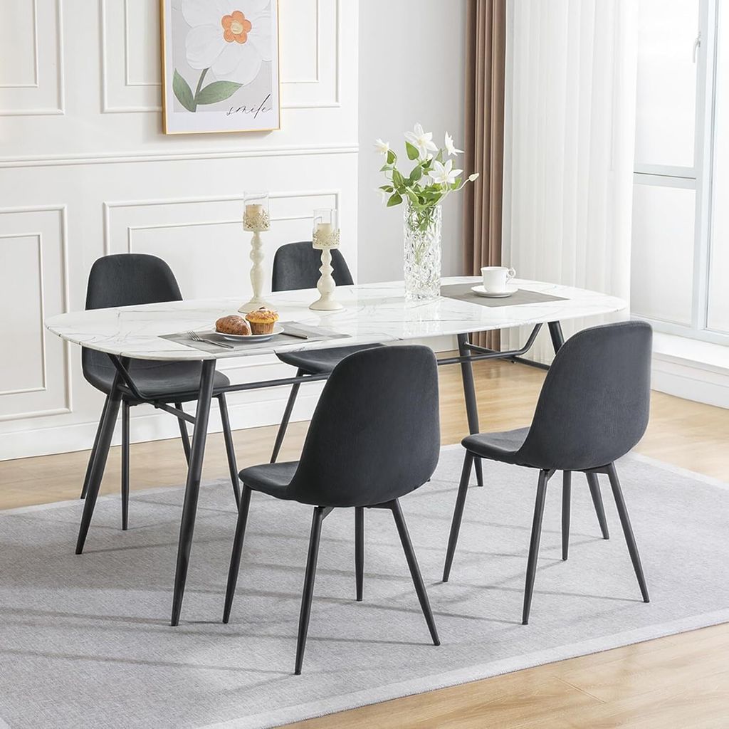 EUGAD 4×Esszimmerstühle mit Rückenlehne, Polsterstuhl Produktbild 1