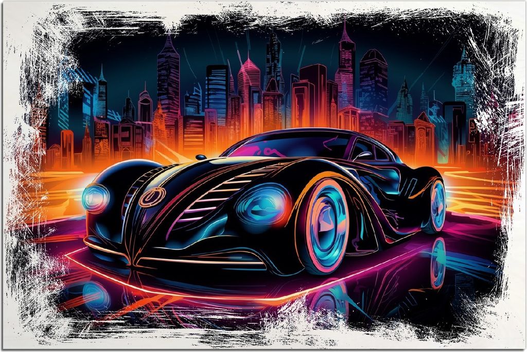 Kunstdrucke Wandbilder Holz in : Brillante Farben, Größe 60 x 90 cm Motiv Cyber-Speed-Illusion