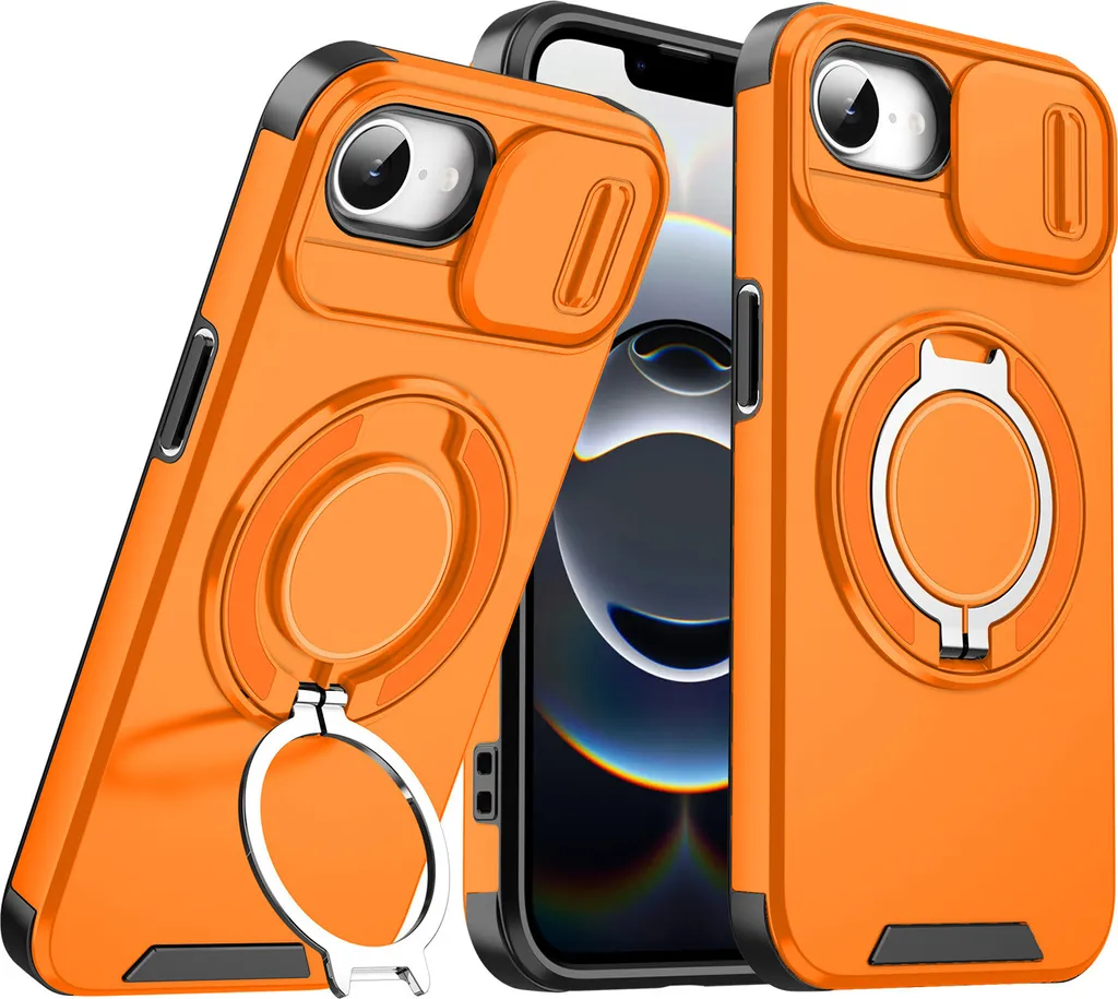 Cover Militare iPhone 16E Arancione - Antiurto con Slider Fotocamera