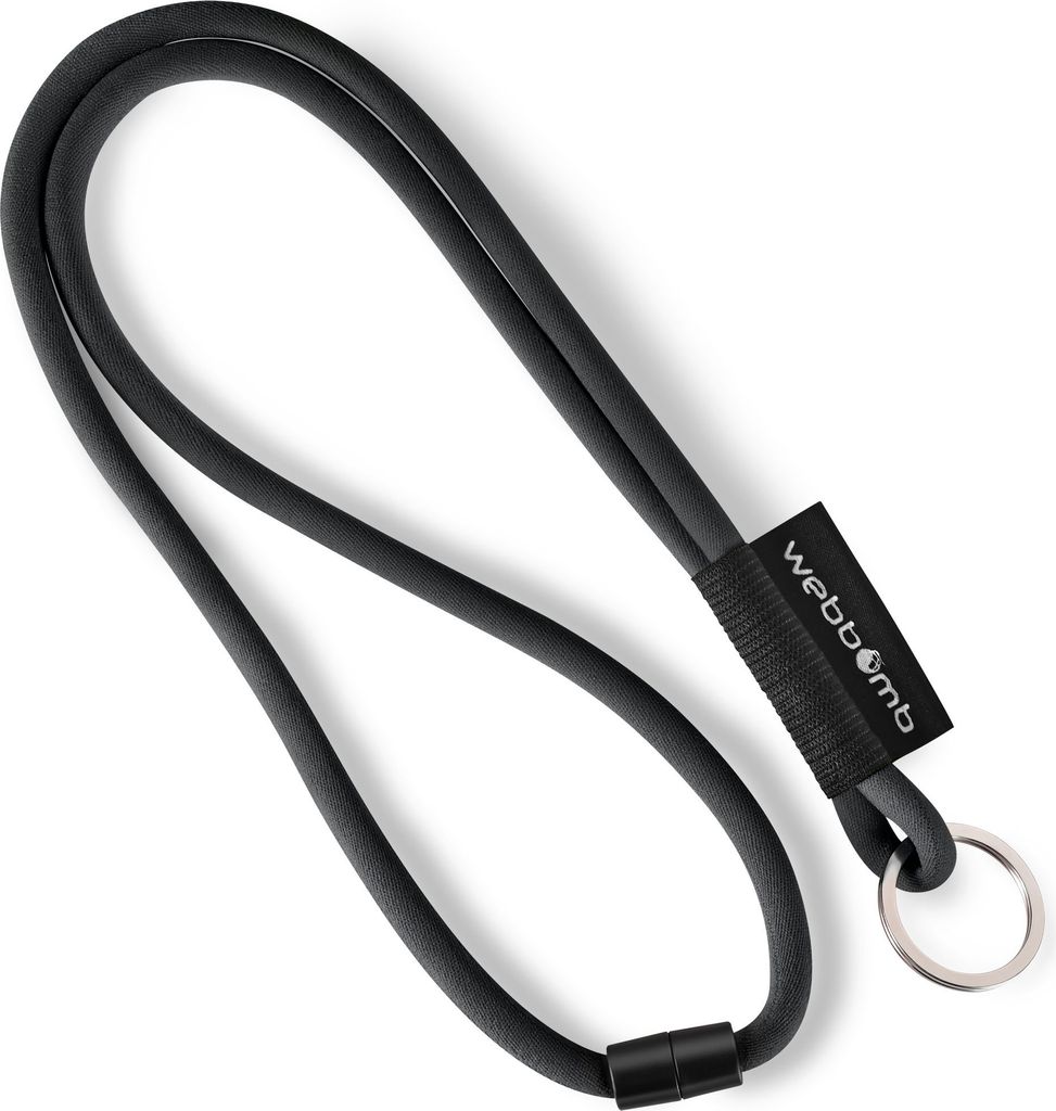 webbomb® Tubular Lanyard rund Schwarz Schlüsselband weich Produktbild 