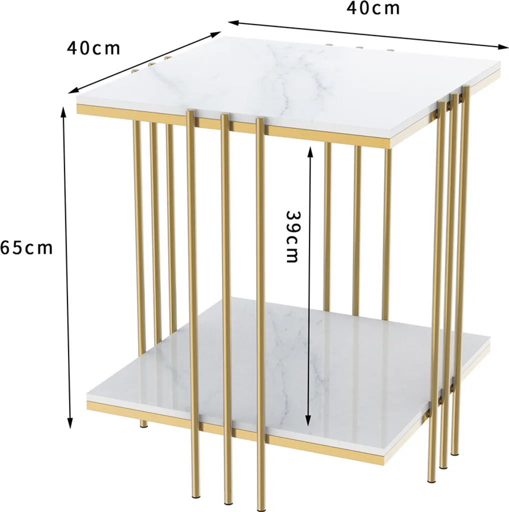 Petite Table d'Appoint Marbre Anti-Rayures, Table de Chevet Gain de Place