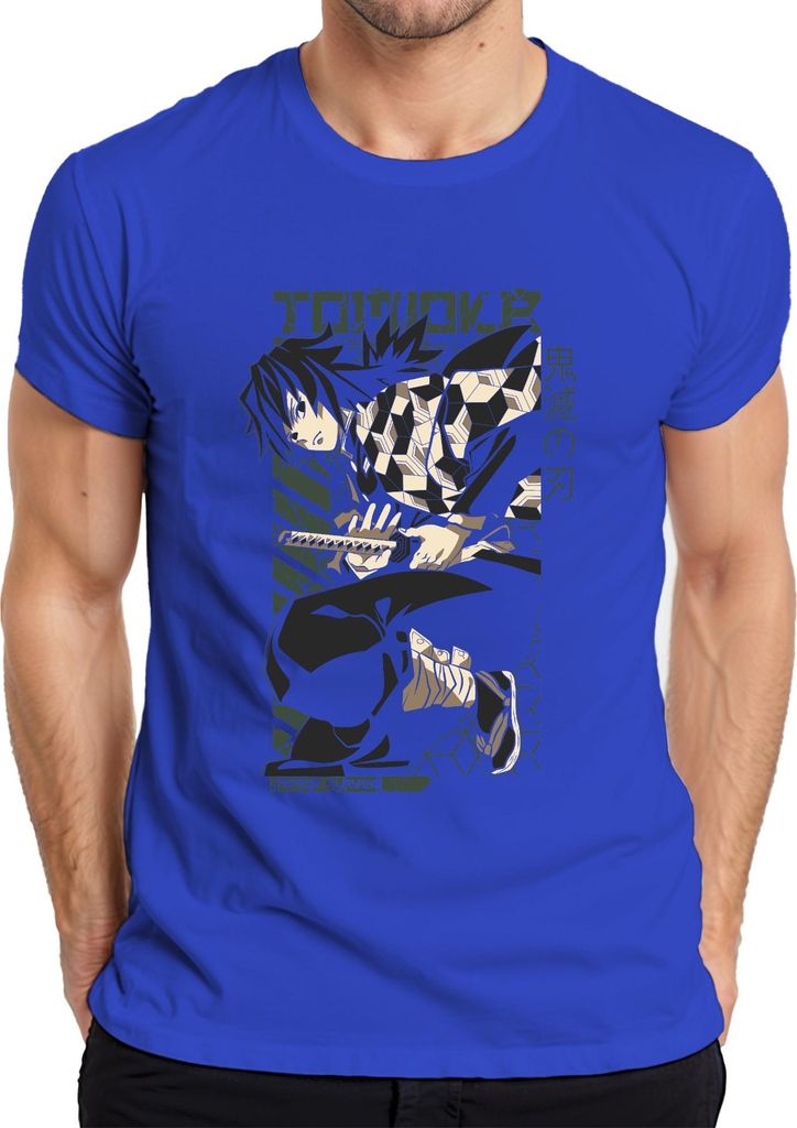 Giyu Tomioka Kimetsu no Yaiba Demon Slayer Anime Geschenk Herren T-Shirt, Blau, 3XL