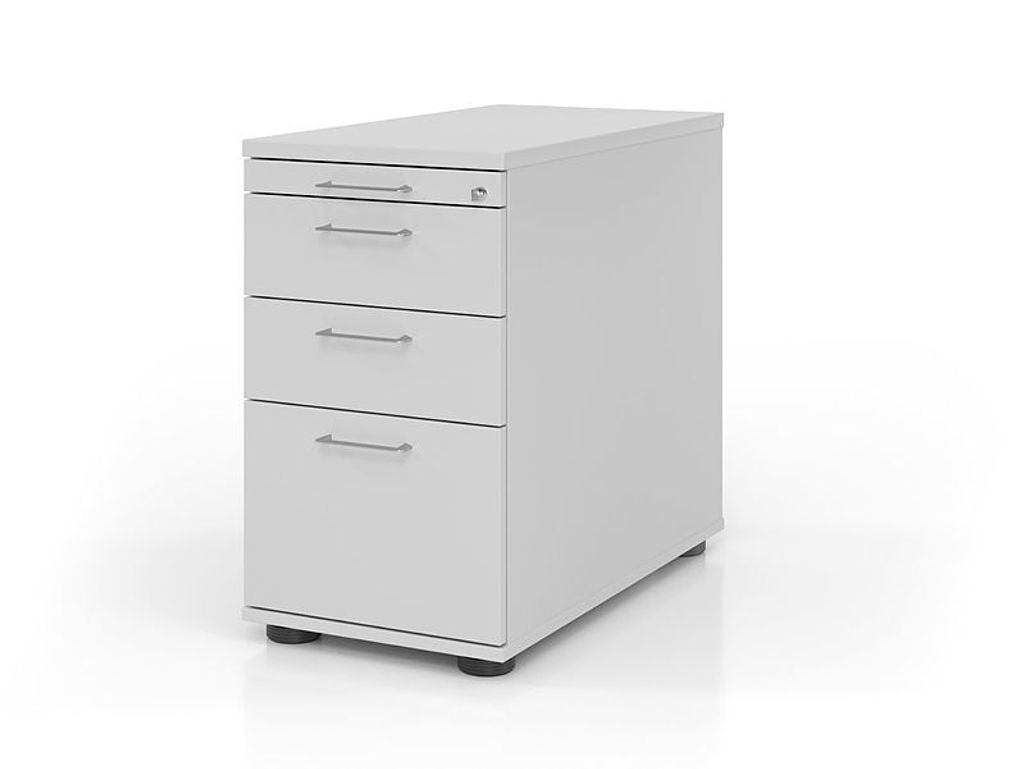 Büro Standcontainer mit Hängeregister Modell SC40 abschließbar 5 = Grau-BM = Bogengriff Metall