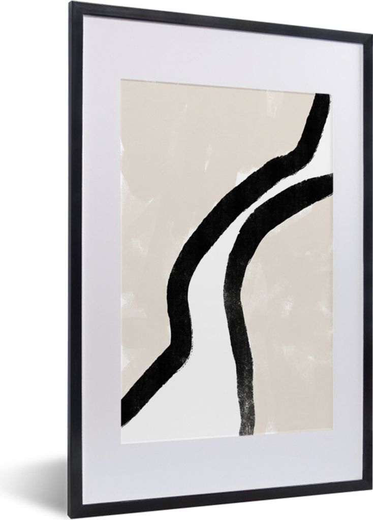 MuchoWow Gerahmtes Poster Abstrakt - Linie - Design - Pastell 40x60 cm - Poster mit Schwarzem Bilderrahmen Wandposter Rahmen Foto Bilder - Poster...