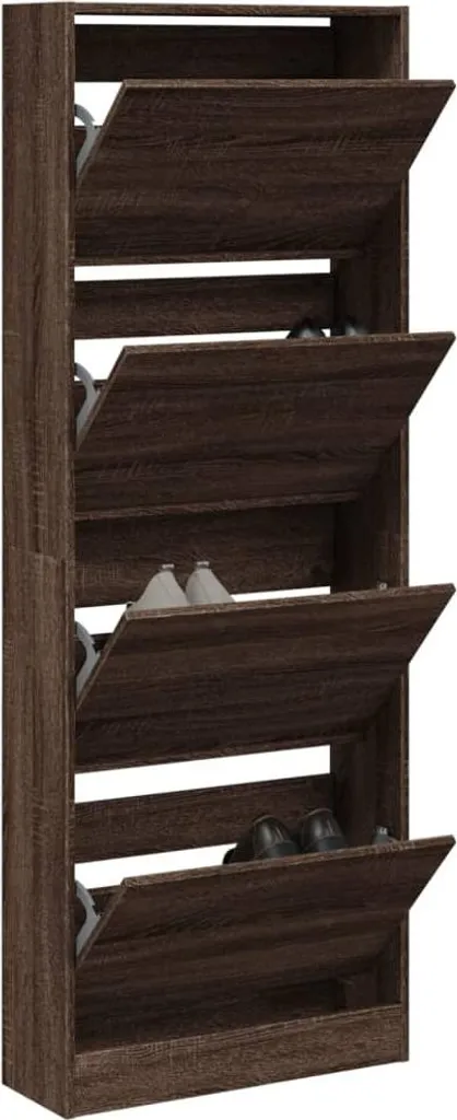 vidaXL Armoire à chaussures marron chêne 60x21x163,5 cm en bois d'ingénierie