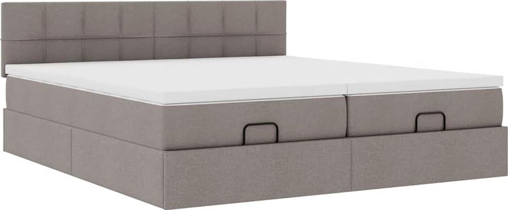 Ottoman-Bett mit Matratzen Taupe 200x200 cm Stoff